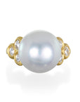 18 Karat Gold White South Sea Pearl and Diamond Ring