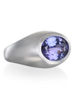 Platinum Faceted Oval Tanzanite Dome Ring