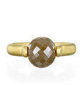 18 Karat Gold Faceted Milky Diamond Bead Ring