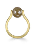 18 Karat Gold Faceted Milky Diamond Bead Ring