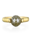 18 Karat Gold Faceted Milky Diamond Bead Ring