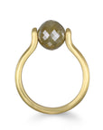 18 Karat Gold Faceted Milky Diamond Bead Ring