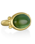 18 Karat Gold Green Tourmaline Cabochon Hinge Ring