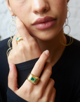 18 Karat Gold Colombian Emerald Dome Ring