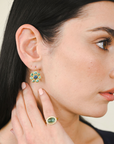 18 Karat Gold Black Opal Paraiba Tourmaline Daisy Earrings