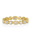 18 Karat Gold Marquise/Round Diamond Eternity Band with Milgrain Detail