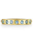 18 Karat Gold Light Aquamarine Burnished Bar Ring