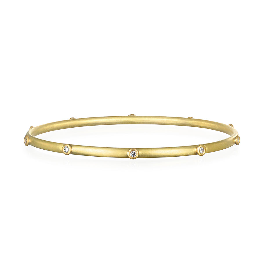 18 Karat Gold Diamond Granulation Bangle