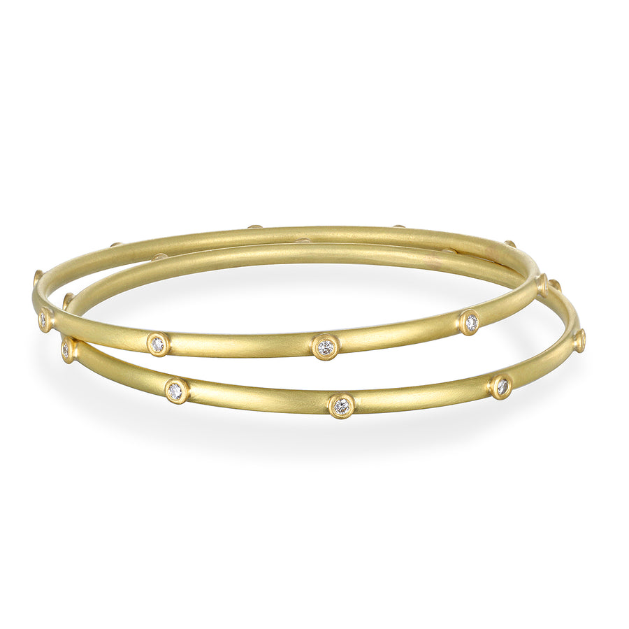 18 Karat Gold Diamond Granulation Bangle