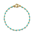 18 Karat Gold Handwrapped Turquoise Bead Bracelet