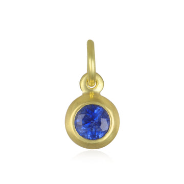 18 Karat Gold Bezel Set Blue Sapphire Birthstone Charm
