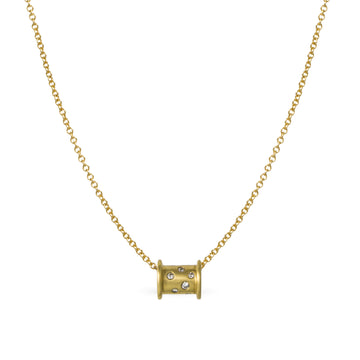 18 Karat Gold Diamond Spool Necklace
