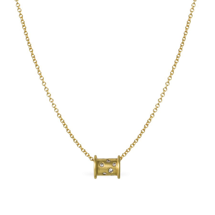 18 Karat Gold Diamond Spool Pendant