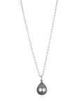 Platinum Black Tahitian Pearl Drop Pendant