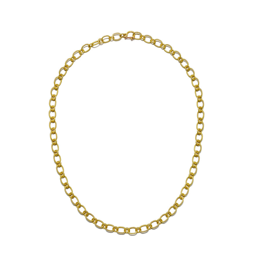 18 Karat Gold Oval Round Link Chain