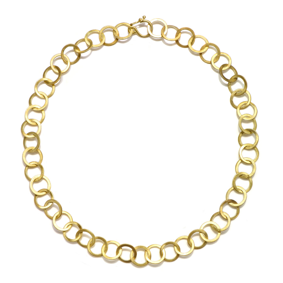 18 Karat Gold Round Planished Link Chain