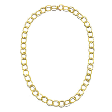 18 Karat Gold Oval Planished Link Chain