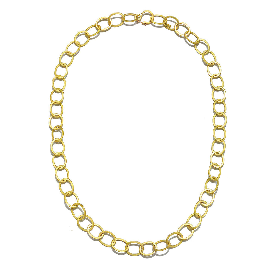 18 Karat Gold Oval Planished Link Chain