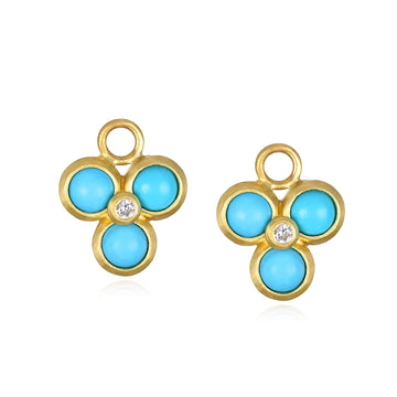 18 Karat Gold Triple Turquoise Diamond Drops