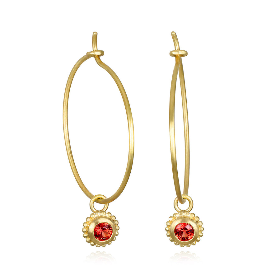 18 Karat Gold Orange Sapphire Granulation Drops
