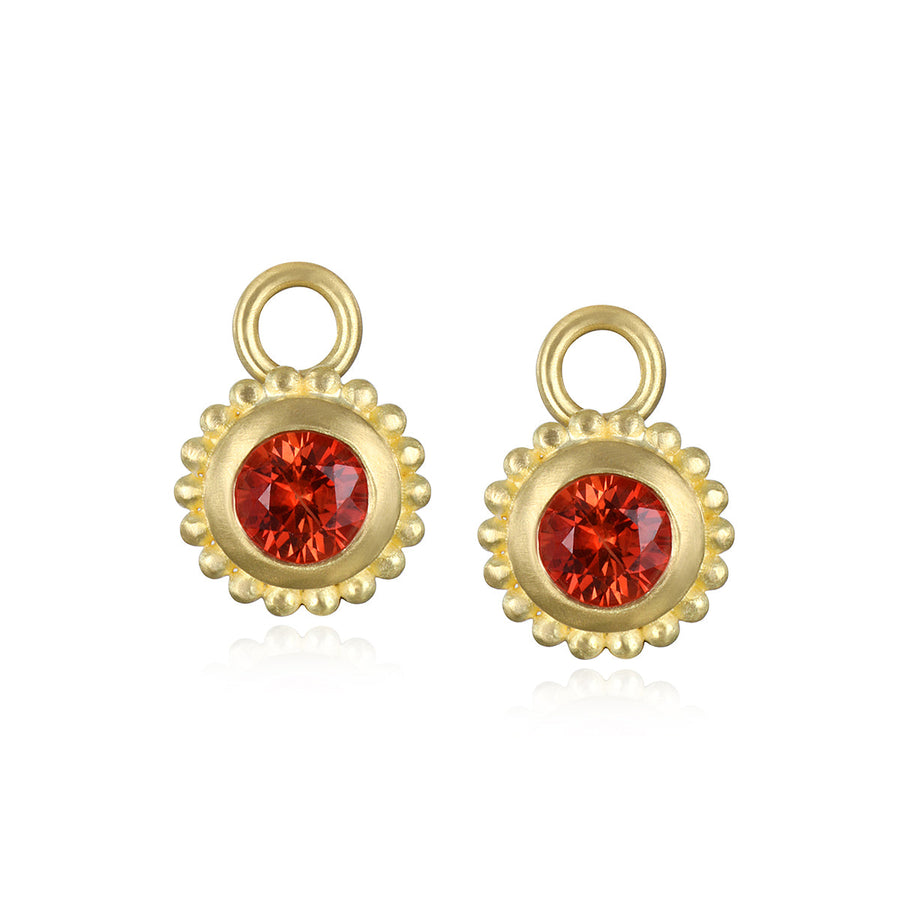 18 Karat Gold Orange Sapphire Granulation Drops