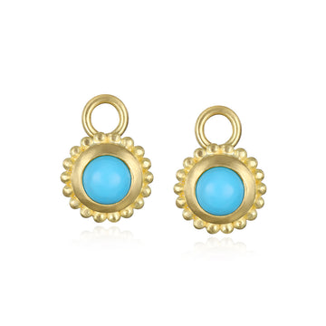 18 Karat Gold Turquoise Granulation Bezel Drops