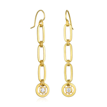 18 Karat Gold Diamond Paperclip Wheel Earrings