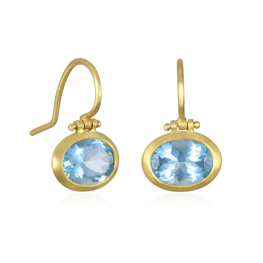 18 Karat Gold Aquamarine Hinge Earrings