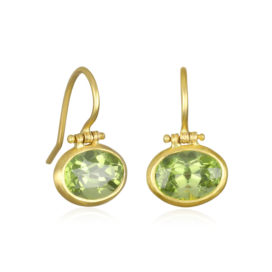 18 Karat Gold Peridot Hinge Earrings