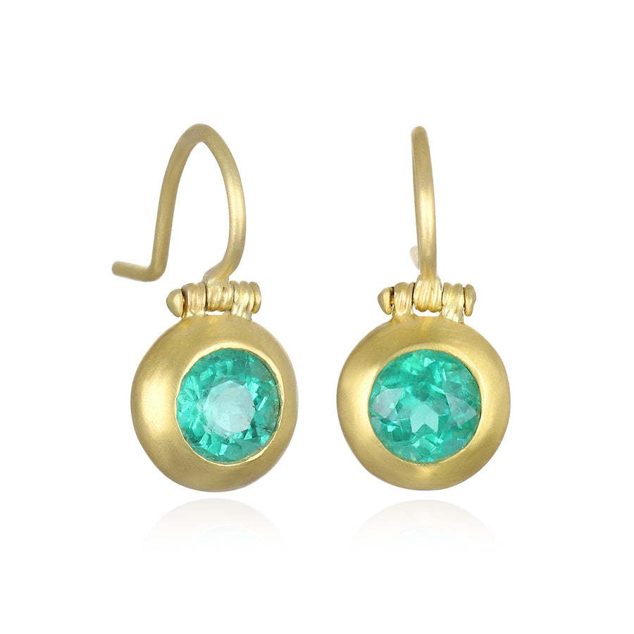 18 Karat Gold Colombian Emerald Hinge Earrings