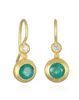 18 Karat Gold Brazilian Emerald and Diamond Hinge Earrings