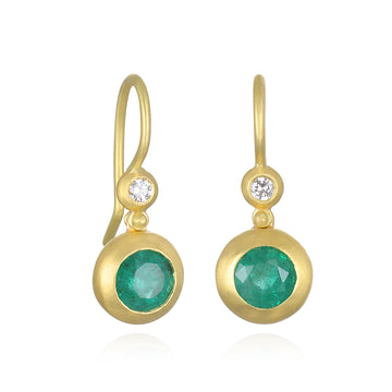 18 Karat Gold Brazilian Emerald and Diamond Hinge Earrings