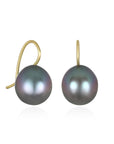 18 Karat Gold Black Tahitian Baroque Pearl Drop Earrings