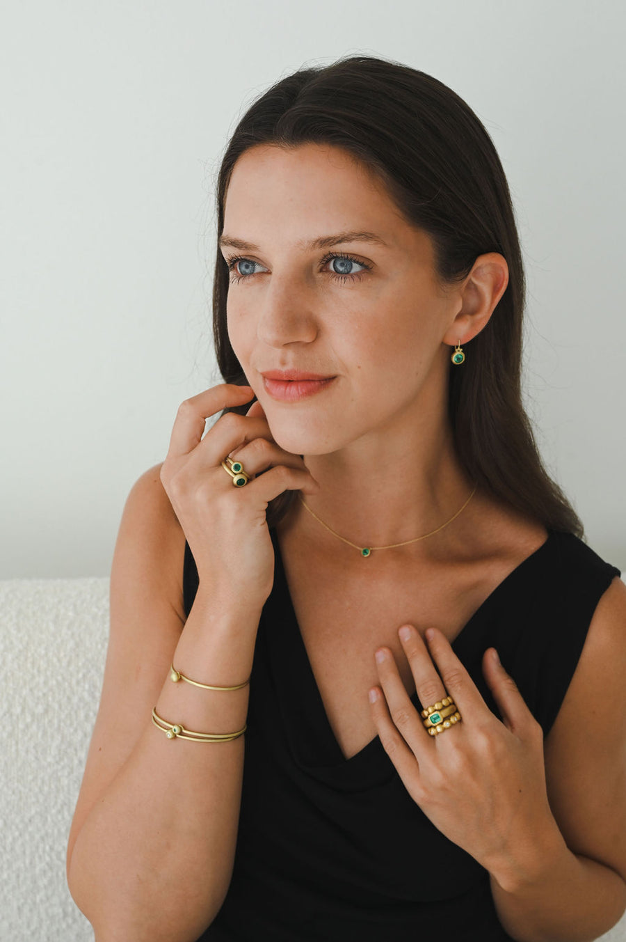 18 Karat Gold Brazilian Emerald Dome Ring