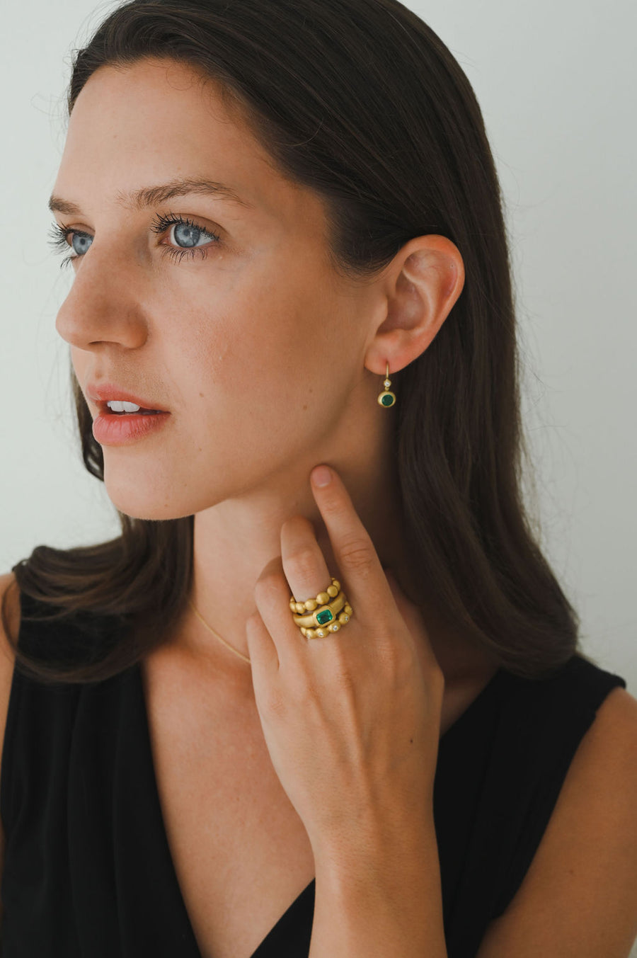 18 Karat Gold Brazilian Emerald and Diamond Hinge Earrings