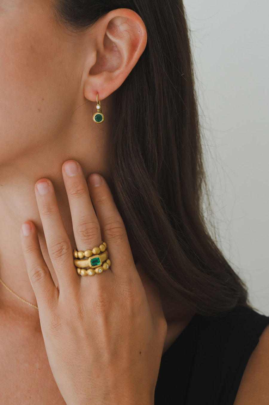18 Karat Gold Brazilian Emerald and Diamond Hinge Earrings