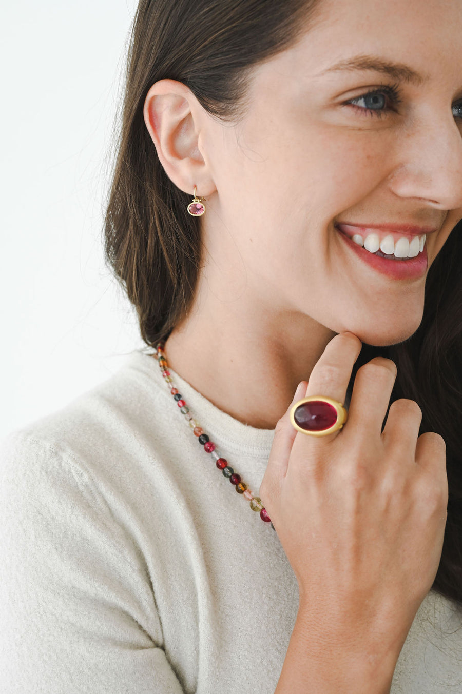 22 Karat Gold Rubellite Tourmaline Cabochon Ring