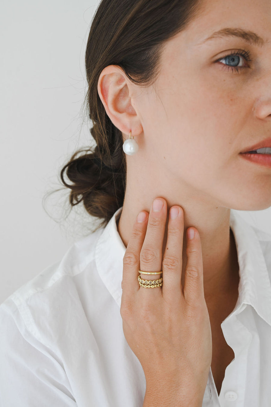 18 Karat Gold White South Sea Baroque Pearl Earrings