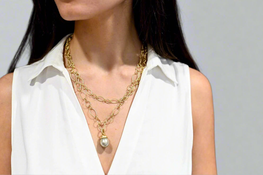 18 Karat Gold Mini Marquise Link Chain