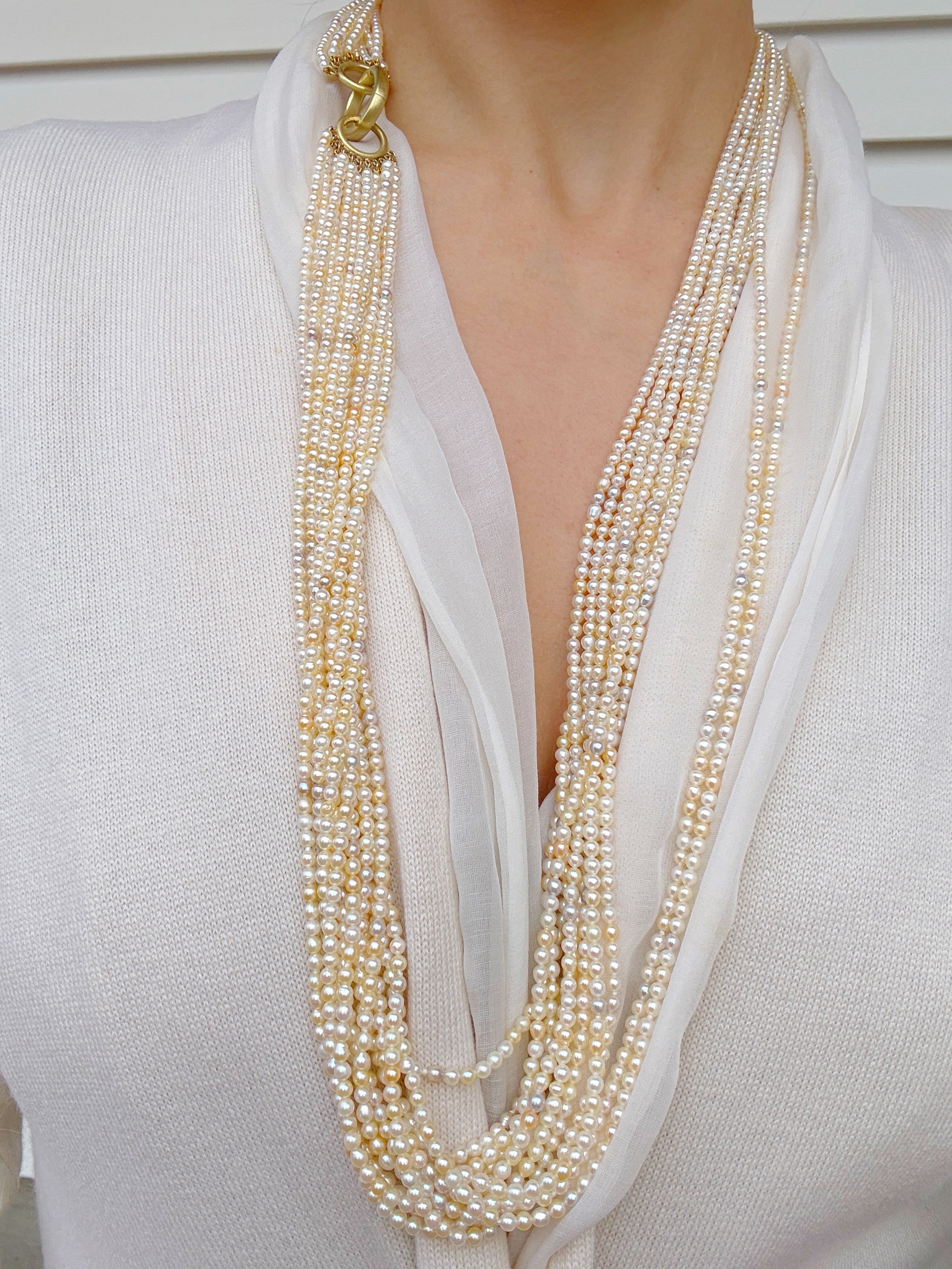 18 Karat Gold Multistrand Akoya/Keshi Pearl Necklace – Faye Kim