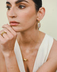 18 Karat Gold Sapphire Imperial Topaz Slice Earring