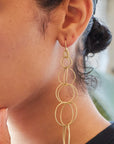 18 Karat Gold Extra Long Double Loop Twist Earrings