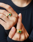 18 Karat Gold Brazilian Emerald Diamond Open Wrap Ring