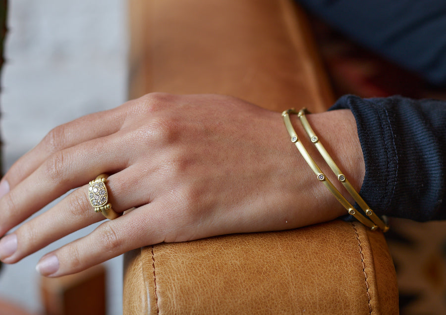 18 Karat Gold Diamond Gypsy Bangle
