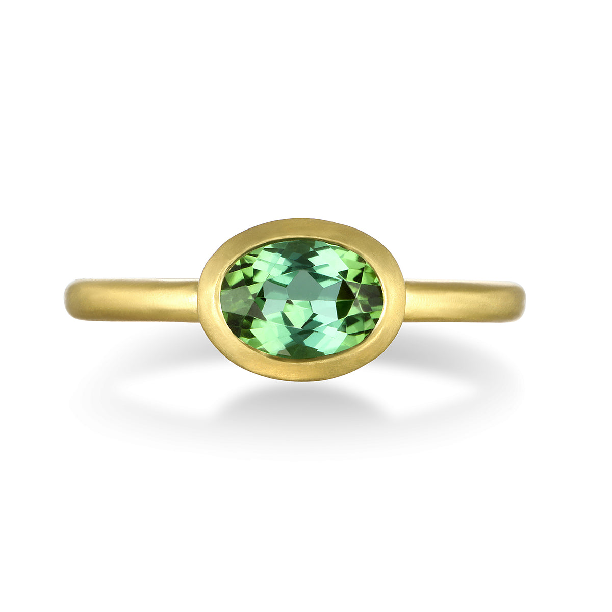 18 Karat Gold Green Tourmaline Oval Bezel Ring – Faye Kim Designs