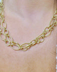 18 Karat Gold Handmade Mini Marquise Link Chain 18"