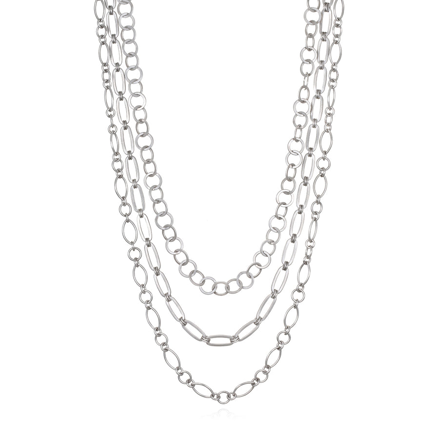 Platinum Planished Paperclip Chain