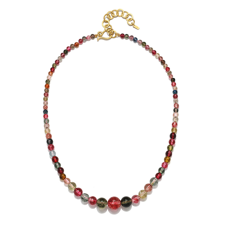 22 Karat Gold Multi-Colored Tourmaline Graduated Bead Necklace