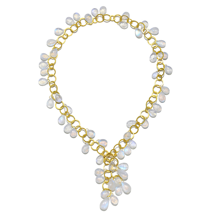 18 Karat Gold Graduated Moonstone Fringe 36" Necklace