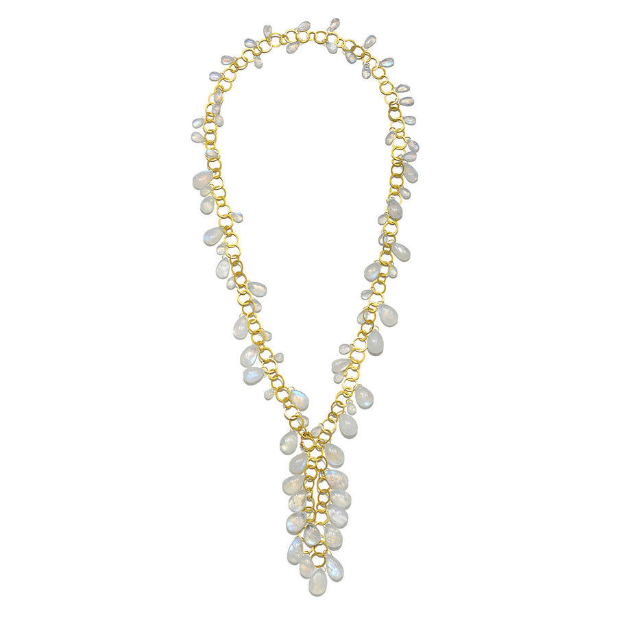 18 Karat Gold Graduated Moonstone Fringe 22" Necklace